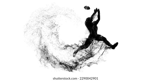 Abstract silhouette of a american football player man in action isolated white background. Vector illustration