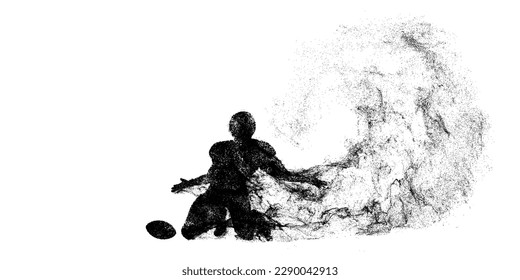 Abstract silhouette of a american football player man in action isolated white background. Vector illustration