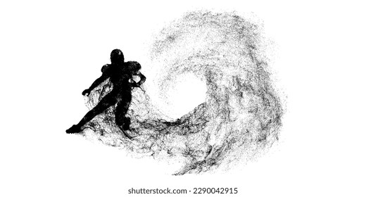 Abstract silhouette of a american football player man in action isolated white background. Vector illustration