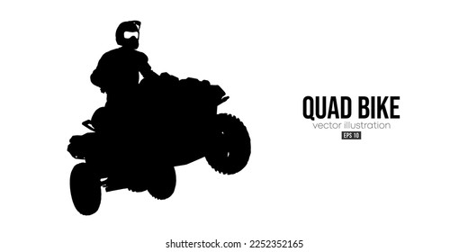 Abstract silhouette of a ATV Quad bike, All-Terrain vehicle, isolated on white background. Rider jumps on quad bike. Vector illustration