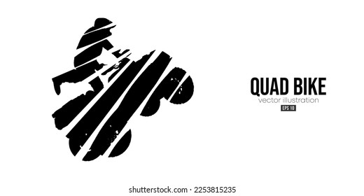 Abstract silhouette of a ATV Quad bike, All-Terrain vehicle, isolated on white background. Rider jumps on quad bike. Vector illustration