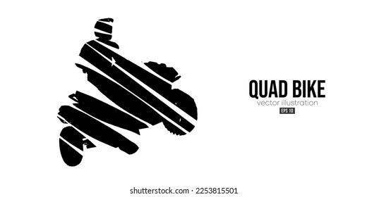 Abstract silhouette of a ATV Quad bike, All-Terrain vehicle, isolated on white background. Rider jumps on quad bike. Vector illustration