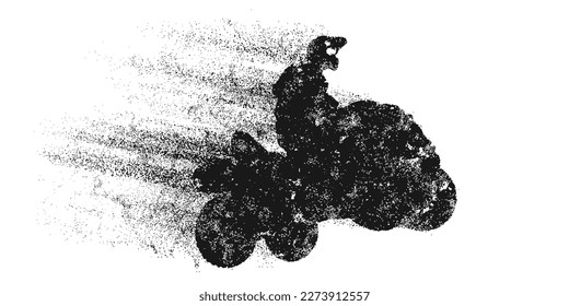 Abstract silhouette of a ATV Quad bike, All-Terrain vehicle, isolated on white background. Rider jumps on quad bike. Vector illustration