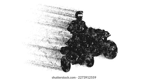 Abstract silhouette of a ATV Quad bike, All-Terrain vehicle, isolated on white background. Rider jumps on quad bike. Vector illustration