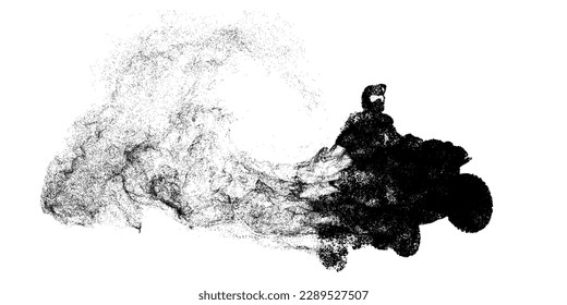 Abstract silhouette of a ATV Quad bike, All-Terrain vehicle, isolated on white background. Rider jumps on quad bike. Vector illustration