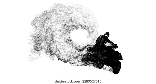 Abstract silhouette of a ATV Quad bike, All-Terrain vehicle, isolated on white background. Rider jumps on quad bike. Vector illustration