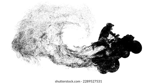 Abstract silhouette of a ATV Quad bike, All-Terrain vehicle, isolated on white background. Rider jumps on quad bike. Vector illustration