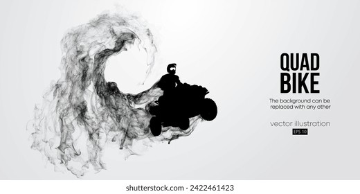 Abstract silhouette of a ATV Quad bike, All-Terrain vehicle, isolated on white background. Rider jumps on quad bike. Vector illustration