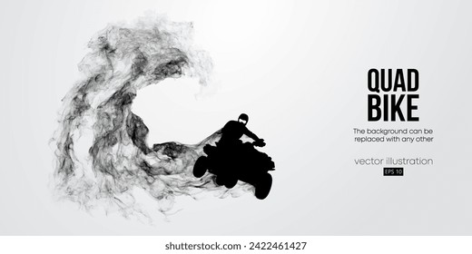 Abstract silhouette of a ATV Quad bike, All-Terrain vehicle, isolated on white background. Rider jumps on quad bike. Vector illustration