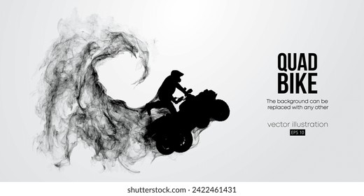 Abstract silhouette of a ATV Quad bike, All-Terrain vehicle, isolated on white background. Rider jumps on quad bike. Vector illustration