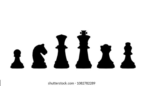 Abstract silhouette background of strategy innovation planning. Plan for future business competition using chess set King , queen and horse to present business war game concept