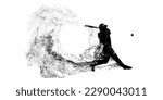 Abstract silhouette of a baseball player on white background. Baseball player batter hits the ball. Vector illustration