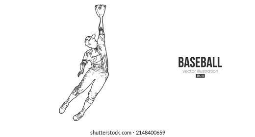 Abstract silhouette of a baseball player on white background. Baseball player batter hits the ball. Vector illustration