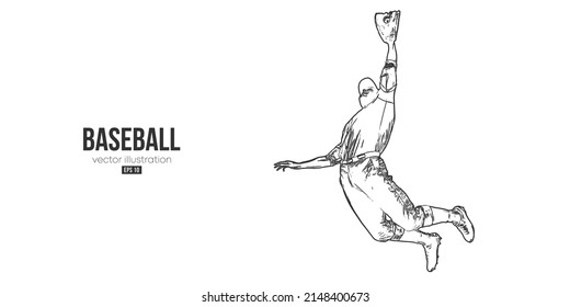 Abstract silhouette of a baseball player on white background. Baseball player batter hits the ball. Vector illustration