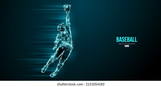 Abstract silhouette of a baseball player on blue background. Baseball player batter hits the ball. Vector illustration