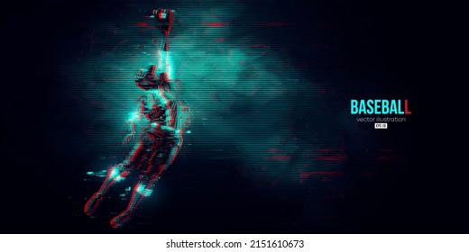 Silueta abstracta de un jugador de béisbol con fondo azul. El jugador de béisbol batter golpea la pelota. Ilustración del vector