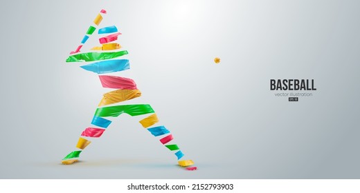 Abstract silhouette of a baseball player on white background. Baseball player batter hits the ball. Vector illustration