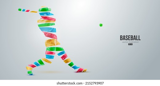 Abstract silhouette of a baseball player on white background. Baseball player batter hits the ball. Vector illustration