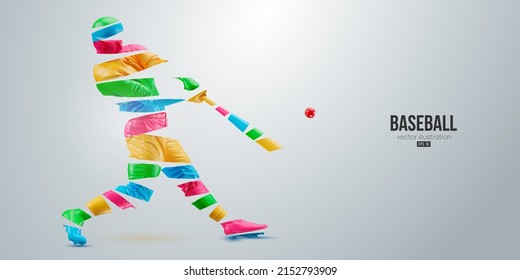 Abstract silhouette of a baseball player on white background. Baseball player batter hits the ball. Vector illustration