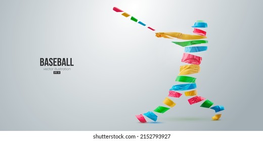 Abstract silhouette of a baseball player on white background. Baseball player batter hits the ball. Vector illustration