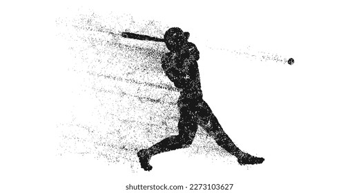 Abstract silhouette of a baseball player on white background. Baseball player batter hits the ball. Vector illustration