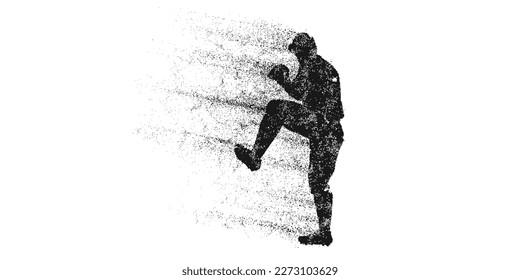 Abstract silhouette of a baseball player on white background. Baseball player batter hits the ball. Vector illustration