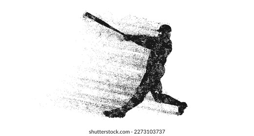 Abstract silhouette of a baseball player on white background. Baseball player batter hits the ball. Vector illustration