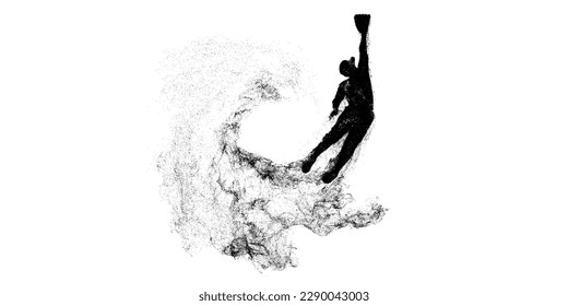 Abstract silhouette of a baseball player on white background. Baseball player batter hits the ball. Vector illustration