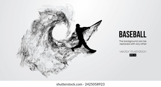 Abstract silhouette of a baseball player on white background. Baseball player batter hits the ball. Vector illustration