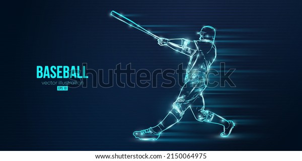 Abstract\
silhouette of a baseball player on blue background. Baseball player\
batter hits the ball. Vector\
illustration