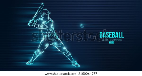 Abstract\
silhouette of a baseball player on blue background. Baseball player\
batter hits the ball. Vector\
illustration