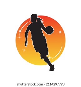 Abstract silhouette of a basketball player