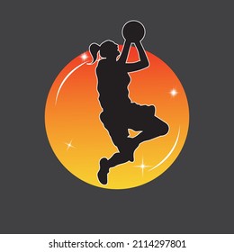 Abstract silhouette of a basketball player