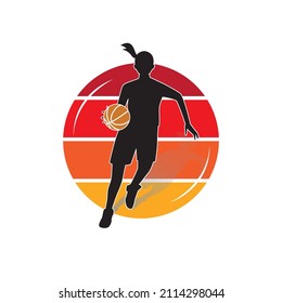 Abstract silhouette of a basketball player
