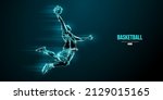 Abstract silhouette of a basketball player man in action isolated blue background. Vector illustration