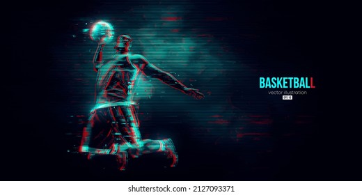 Abstract silhouette of a basketball player man in action isolated blue background. Vector illustration