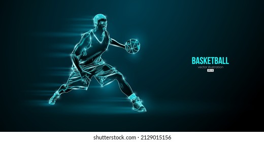 Silueta abstracta de un jugador de baloncesto en acción aisló fondo azul. Ilustración del vector