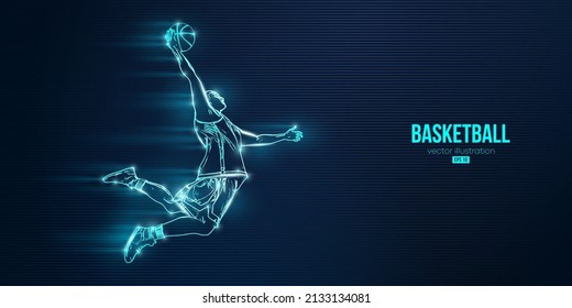 Abstract silhouette of a basketball player man in action isolated blue background. Vector illustration