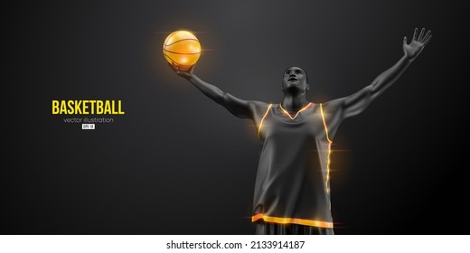 Abstract silhouette of a basketball player man in action isolated black background. Vector illustration
