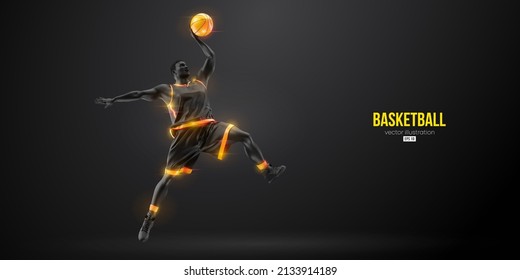 Silueta abstracta de un jugador de baloncesto en acción aisló el fondo negro. Ilustración del vector
