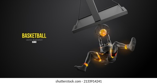 Silueta abstracta de un jugador de baloncesto en acción aisló el fondo negro. Ilustración del vector
