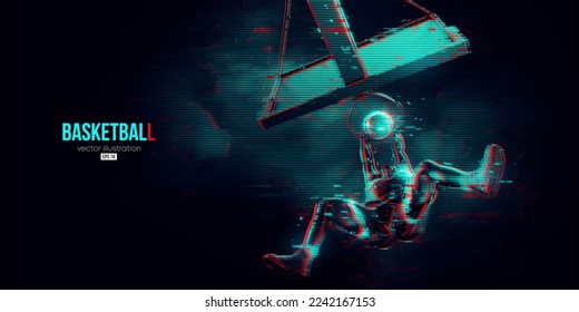 Abstract silhouette of a basketball player man in action isolated blue background. Vector illustration