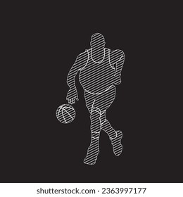 Abstract silhouette of a basketball player man in action isolated black background. Vector illustration