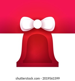 Silueta abstracta de campana con arco de estilo minimalista moderno. Fondo de diseño creativo. Concepto de dibujos animados para la marca original. Ilustración vectorial de arte de papel.