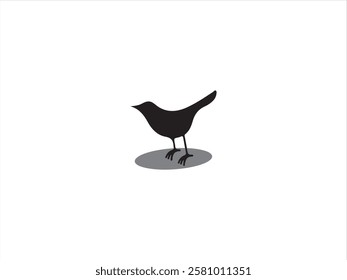 Abstract Silhouette of a Bird in Flight. A striking, black silhouette of a bird in flight, set against a plain white background.