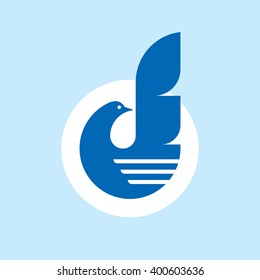 Abstract silhouette bird vector logo concept illustration in classic graphic style. Dove symbol of peace. Design element. 