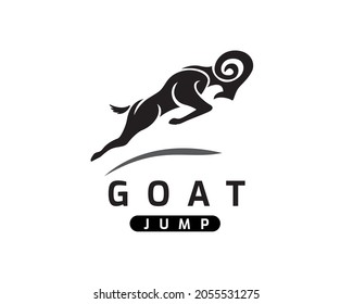 abstract silhouette black goat jump logo template illustration