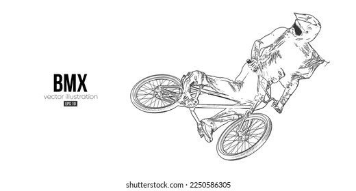 Abstract silhouette of a bmx rider, man is doing a trick, isolated on white background. Cycling sport transport. Vector illustration