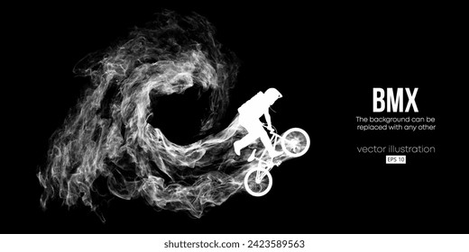 Abstract silhouette of a bmx rider, man is doing a trick, isolated on background. Cycling sport transport. Vector illustration