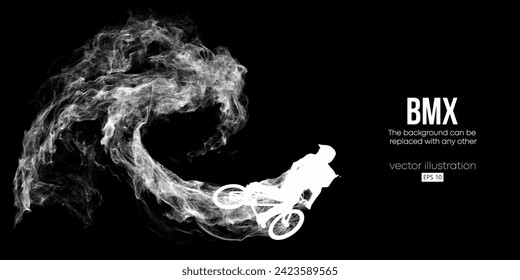 Abstract silhouette of a bmx rider, man is doing a trick, isolated on background. Cycling sport transport. Vector illustration